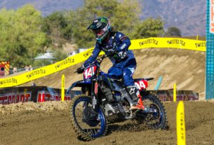 Dylan Ferrandis steals the fastest qualifying time on his last timed lap at Fox Raceway II in the 2021 Pro Motocross season. Photo by Rachel Schuoler / Kickin' the Tires