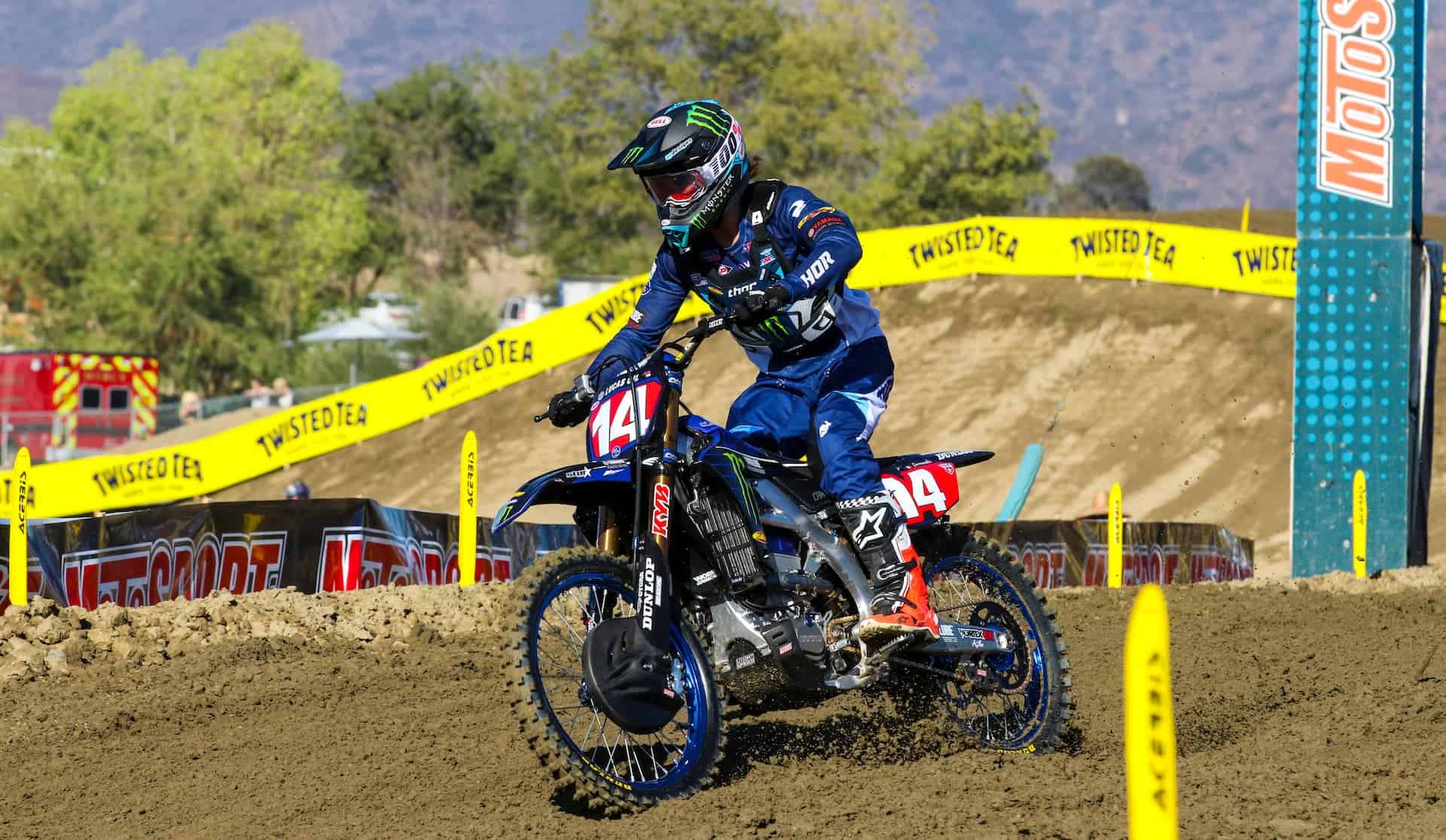 Dylan Ferrandis steals the fastest qualifying time on his last timed lap at Fox Raceway II in the 2021 Pro Motocross season. Photo by Rachel Schuoler / Kickin' the Tires