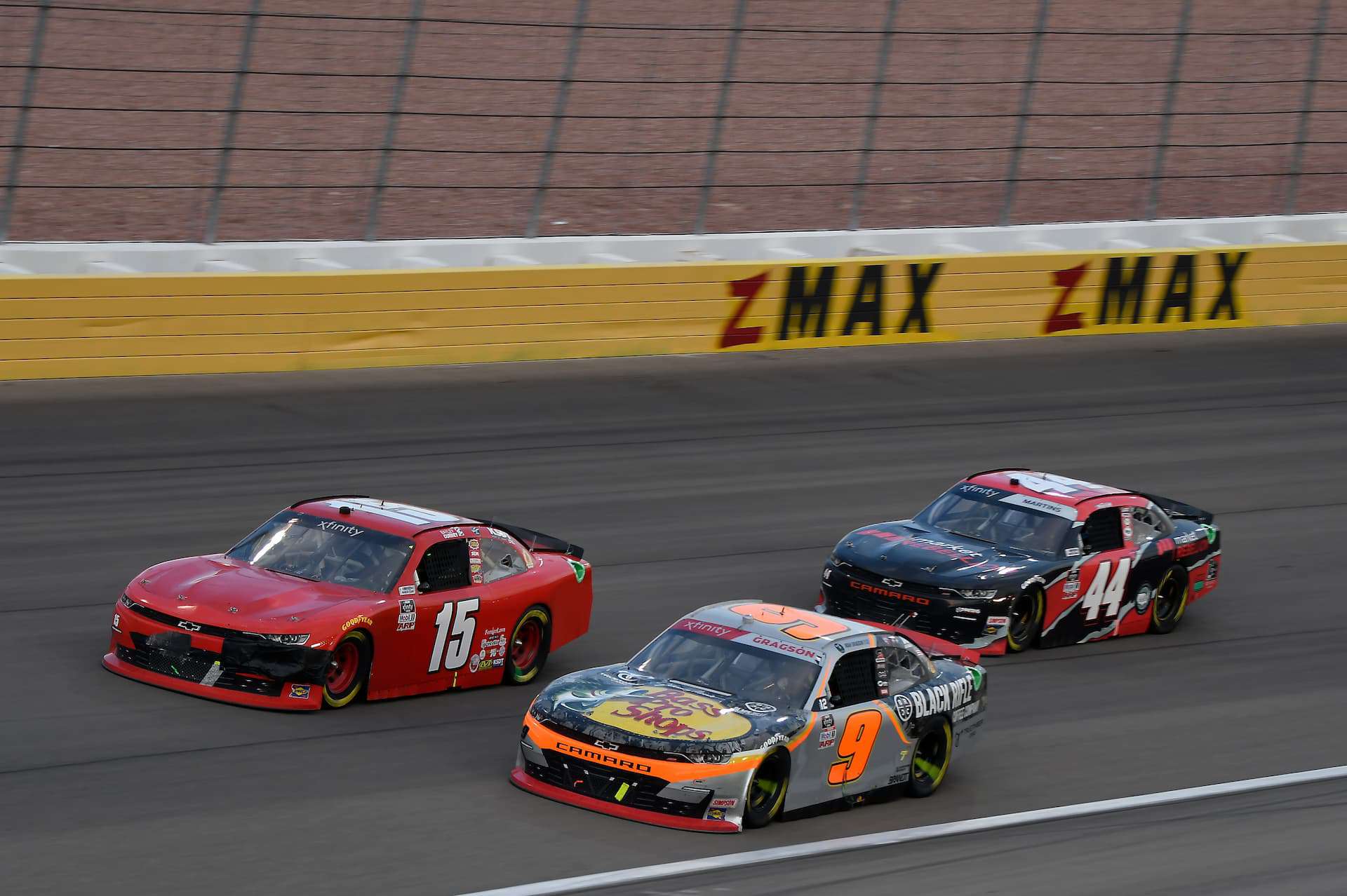 Tommy Joe Martins races at Las Vegas Motor Speedway in the 2021 Alsco Uniforms 302 in the NASCAR Xfinity Series. Photo by Nigel Kinrade Photography.