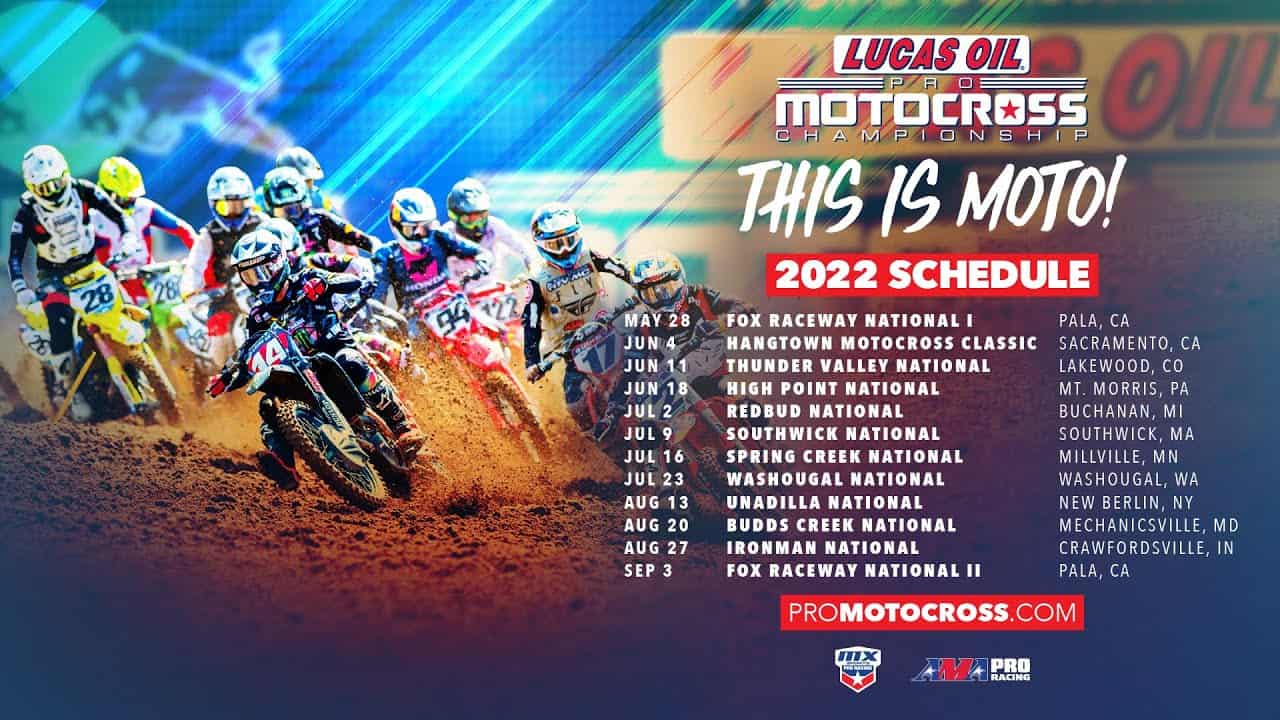 2022 Schedule for the Lucas Oil Pro Motocross Championship, Graphic by Pro Motocross