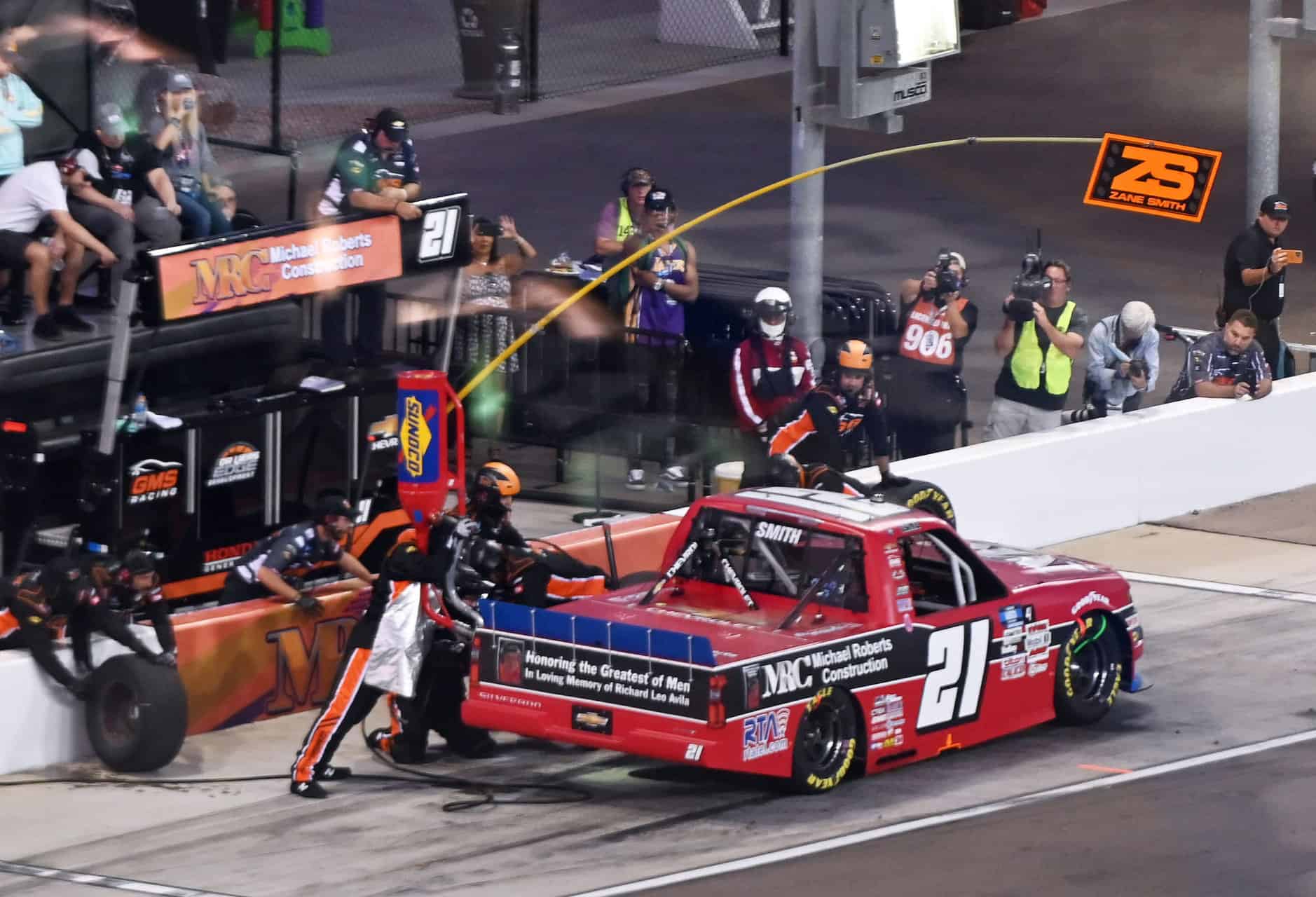 Zane smith had good pit stops throughout the race but the crew just couldn't seem to make the right adjustment to help the truck handle better. Photo by jerry jordan/kickin' the tires