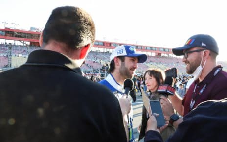 Daniel Suarez comes close to his first career NASCAR Cup Series win at Auto Club Speedway. Photo by Rachel Schuoler with Kickin' the Tires.