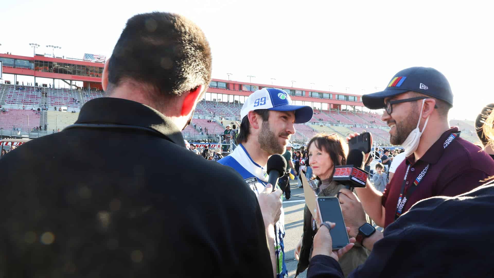 Daniel Suarez comes close to his first career NASCAR Cup Series win at Auto Club Speedway. Photo by Rachel Schuoler with Kickin' the Tires.