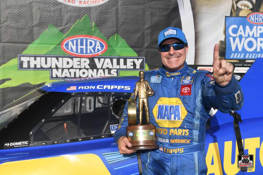 Ron Capps takes the win in the NHRA Funny Car finals at Bristol Dragway.