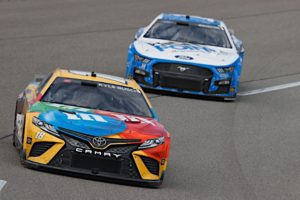 Kyle busch recovered from contact with ross chastain to score a top-10 finish in the nascar cup series at richmond raceway.