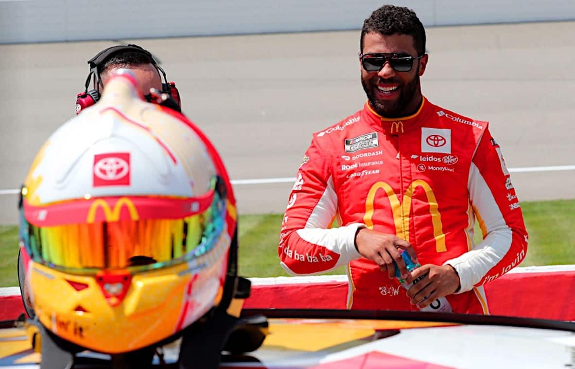 NASCAR Cup Series driver, Bubba Wallace, gets his first career pole position in the FireKeepers 400 at Michigan International Speedway. Photo by David Graham/HHP