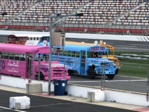 Kaulig Racing gives back to short track racing as Landon Cassill, Justin Haley, Daniel Hemric, and Chris Rice raced school buses in the Cook Out Summer Shootout at Charlotte Motor Speedway.