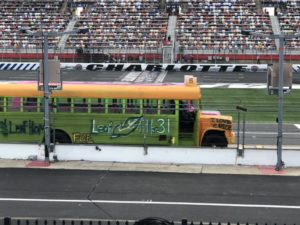 Kaulig Racing gives back to short track racing as Landon Cassill, Justin Haley, Daniel Hemric, and Chris Rice raced school buses in the Cook Out Summer Shootout at Charlotte Motor Speedway.