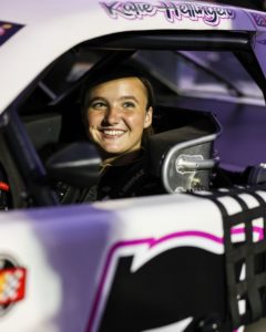 Katie hettinger will make her arca menards series west debut with young's motorsports at the las vegas motor speedway bullring.