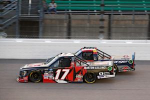 Ryan preece scored a third-place finish at kansas speedway putting david gilliland racing into the nascar truck series round of eight in the owners playoffs.