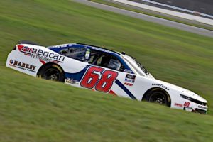 Brandon brown on track in the 2021 running of the drive for the cure 250 at the charlotte motor speedway roval.