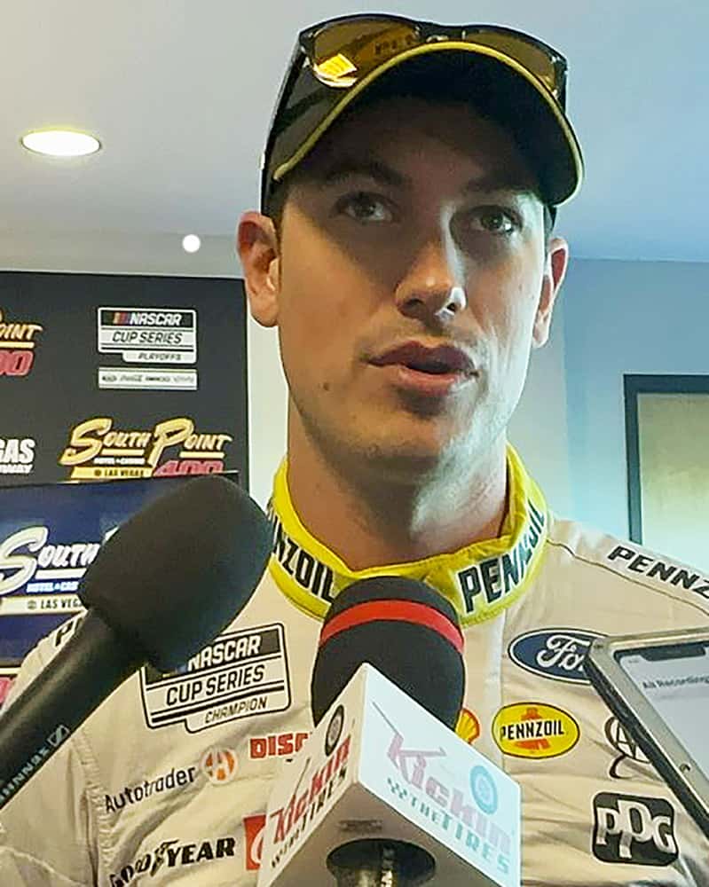 Joey Logano shared his thoughts on Kurt Busch's announcement at Las Vegas Motor Speedway. Photo by Jerry Jordan/Kickin' the Tires