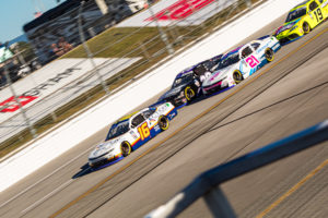 A. J. Allmendinger (16) leads the pack saturday at talladega superspeedway.