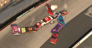 Logan helton was victorious in a strange and wild legends of the future iracing race at bristol.