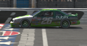 Blake mccandless wins the race at charlotte motor speedway as kevin mcadams wins the legends of the future series championship on iracing.