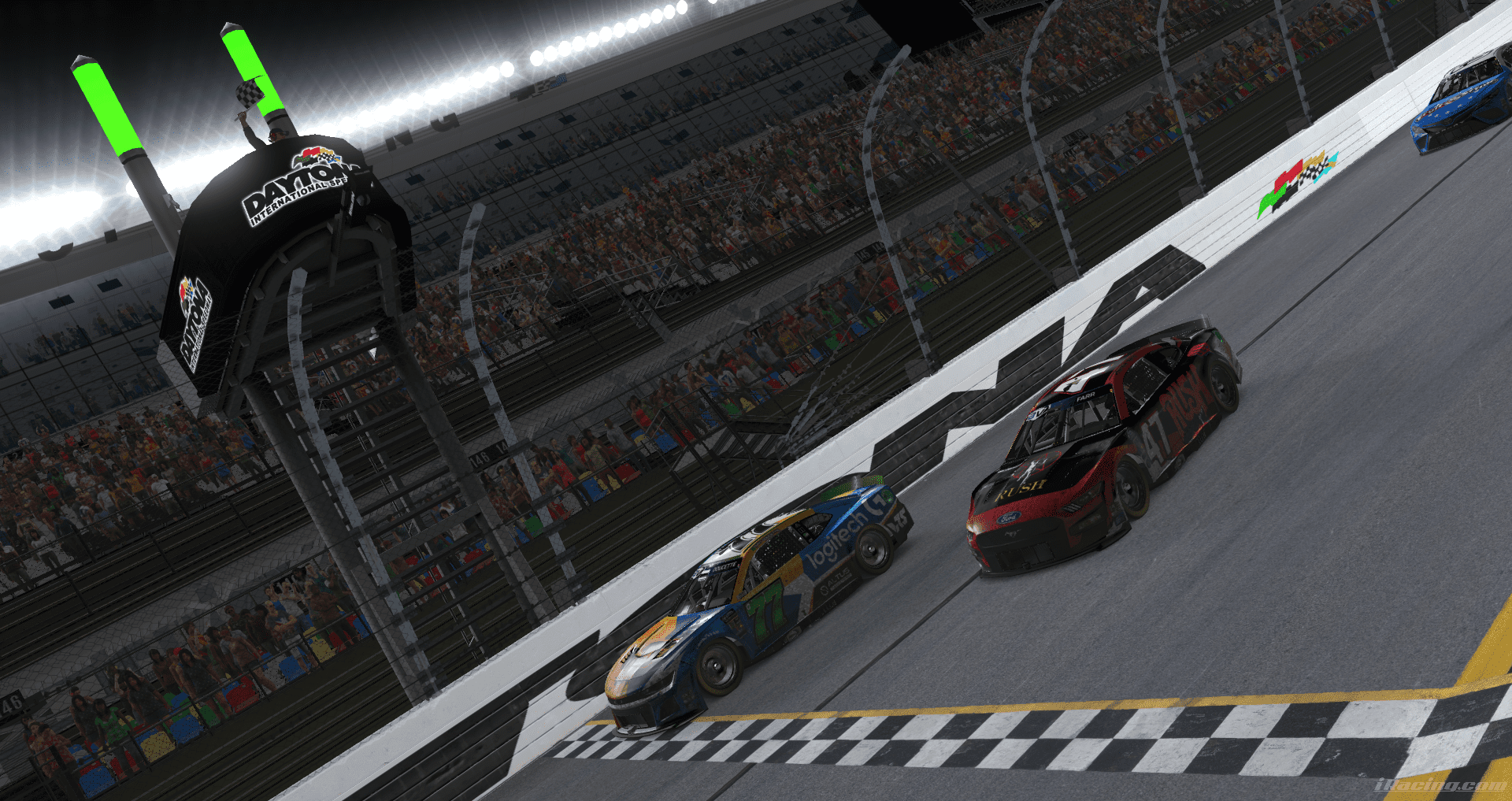 eNASCAR Coca-Cola iRacing Series driver Ryan Doucette wins the Barr Visuals FTF 500 in a photo finish.