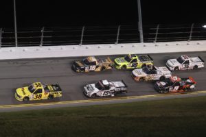 Zane Smith (38) leads the field late in Friday's NextEra Energy Resources 250.