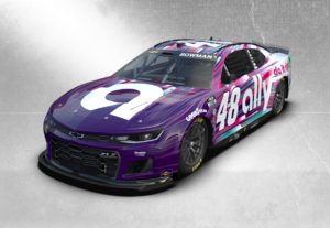 Alex bowman's primary no. 48 ally chevrolet camaro zl1 scheme for the 2023 season.