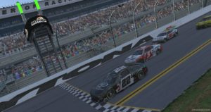 Garrison Hogan survived a wild end to the Elite Racing League's Homeplace Beer Company Daytona 500 to take the victory on iRacing.