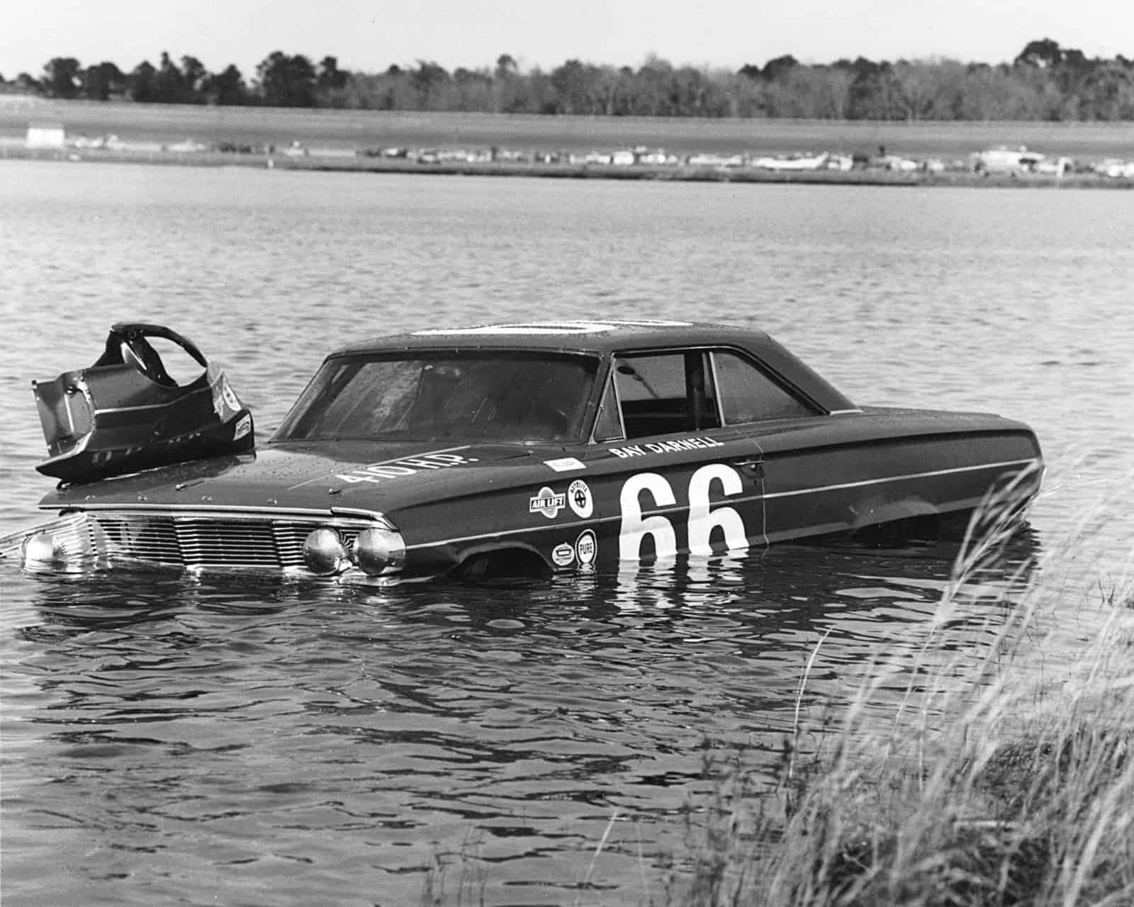 Bay darnell crashes into lake lloyd in 1964. Photo by isc images & archives
