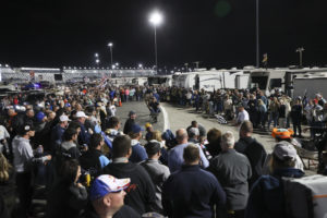 A crowd gathers to enjoy the reckless festivities of wheelbarrow racing in daytona. Photo by rachel schuoler.