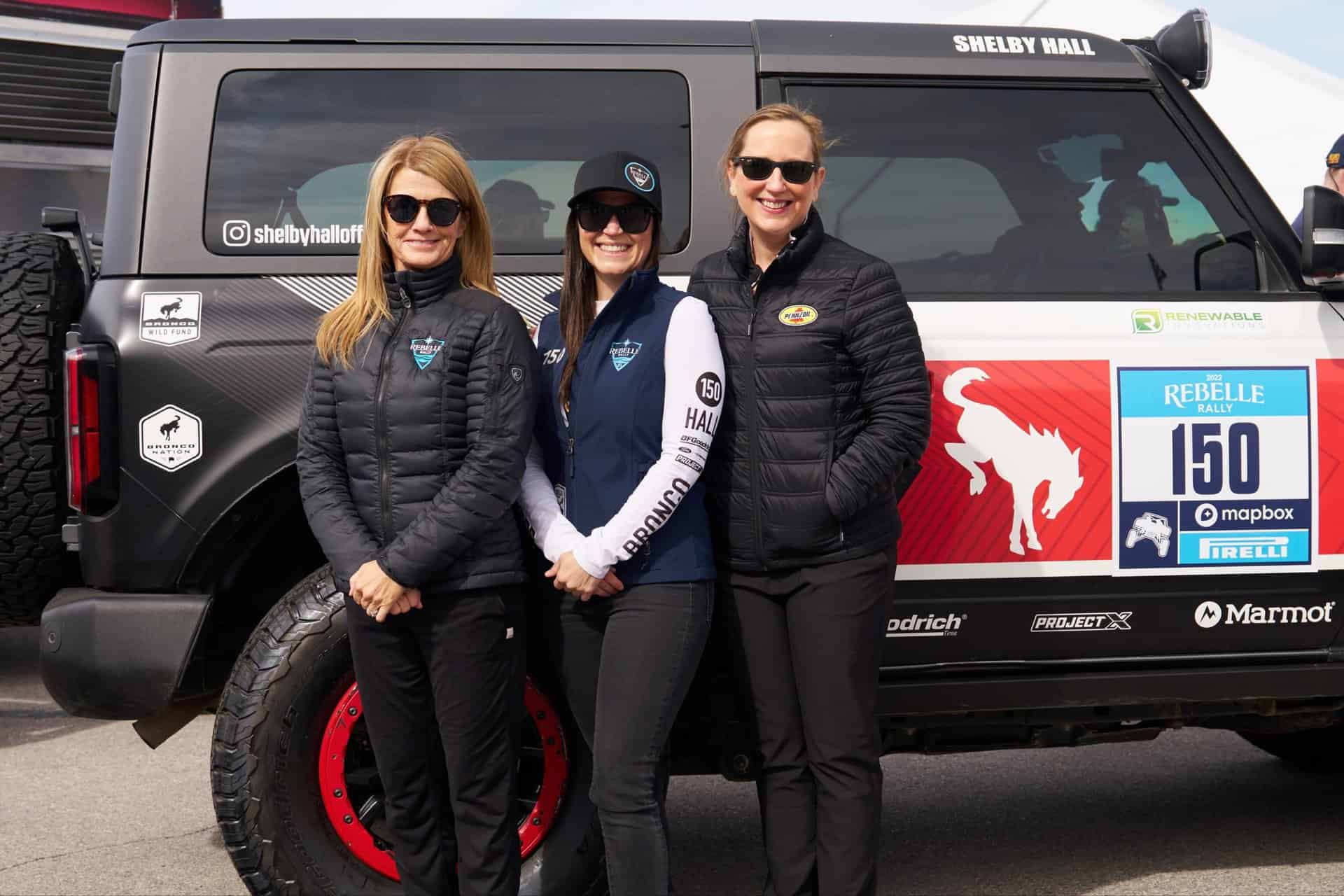 Pictured left to right, Emily Miller, founder of the Rebelle Rally, Shelby Hall, off-road competitor and winner of the Rebelle Rally, and Bree Sandlin, Vice President, Shell Lubricants North America Marketing.