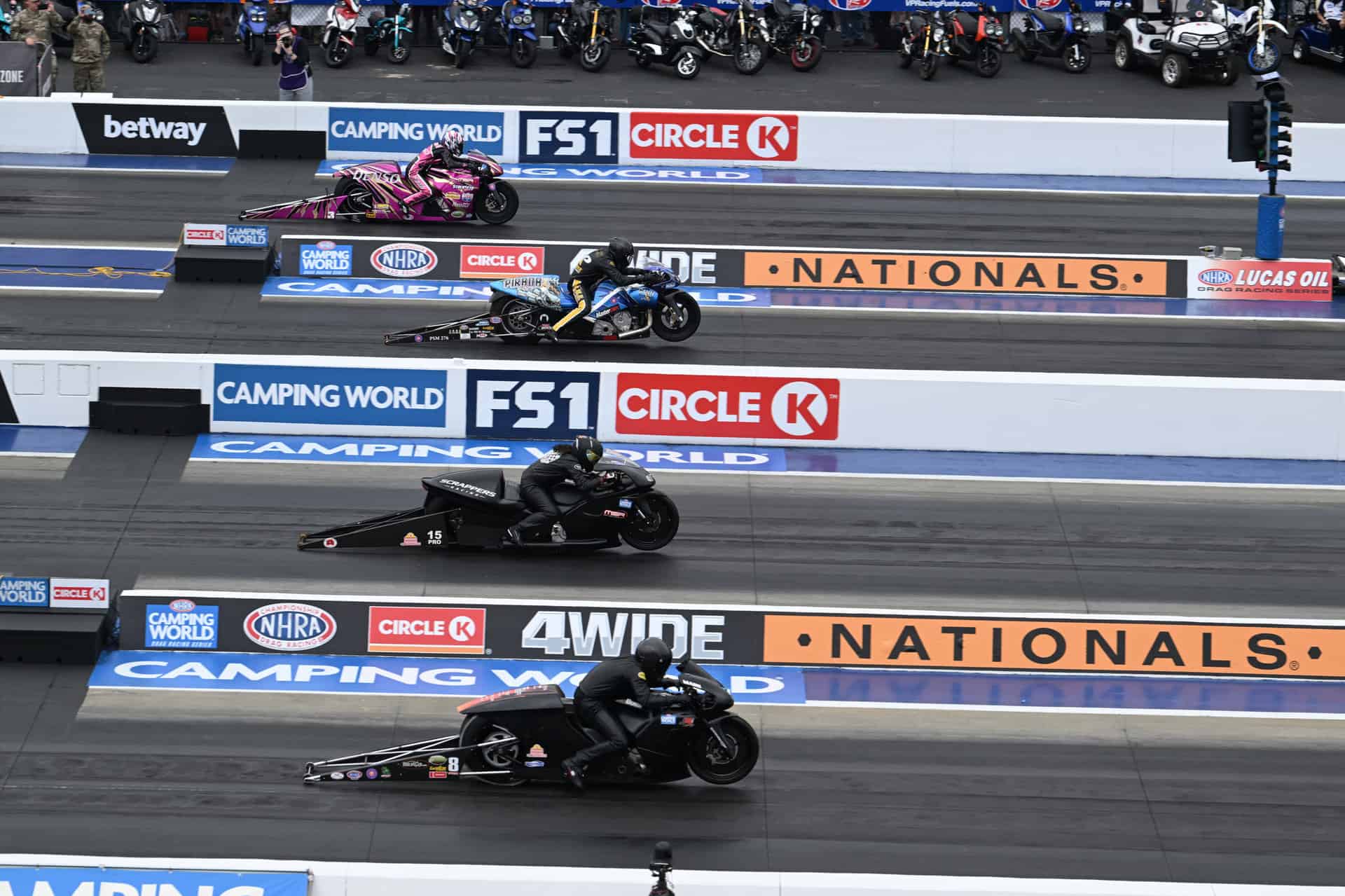 NHRA Pro Stock Motorcycle Recap Charlotte 4Wide Nationals