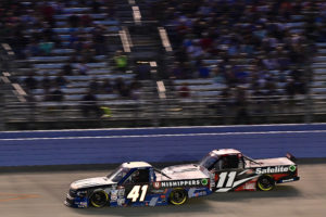 Bayley Currey had a career night in the NASCAR Craftsman Truck Series race at Nashville Superspeedway as he score a top-five finish.