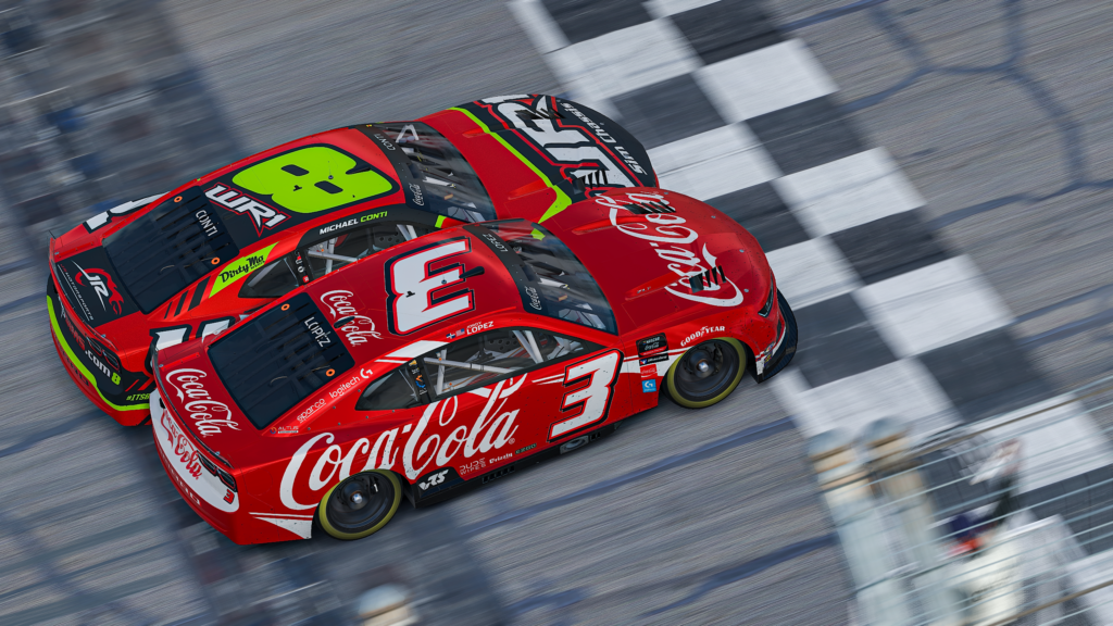 Team dillon esports' jordy lopez jr. Scored his first enascar coca-cola iracing series victory in a photo finish with jr motorsports' michael conti.