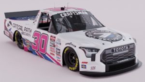 Nascar truck series' ryan vargas welcomes critical path security and other partners onto his on point motorsports toyota tundra at mid-ohio.