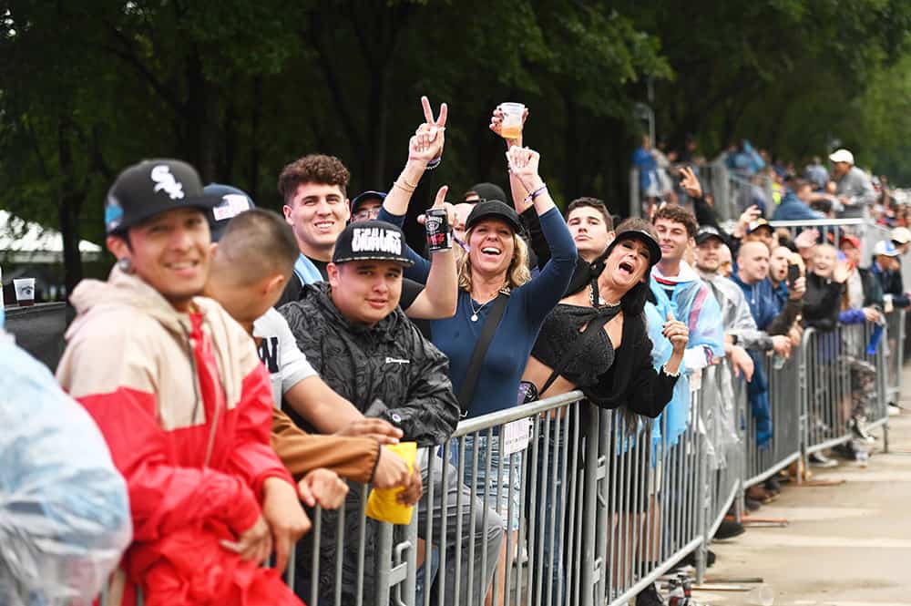 Despite reports by Bloomberg that the Chicago Street Course race was a flop, there were NASCAR fans - new and old - lined layers deep around the track. Photo by Jerry Jordan/Kickin' the Tires