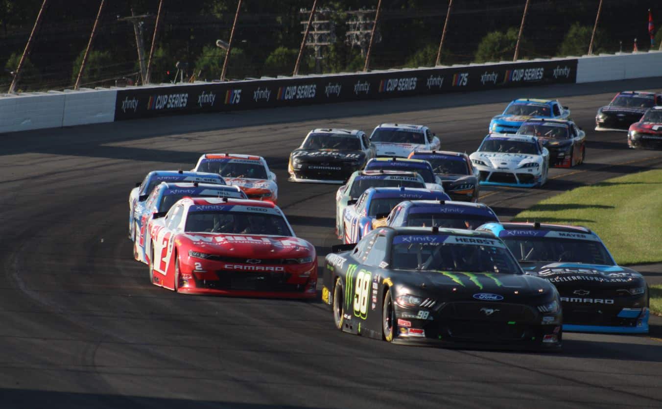 The fuel strategy gamble for Riley Herbst was interrupted by a late-race caution in the NASCAR Xfinity Series race at Pocono Raceway.