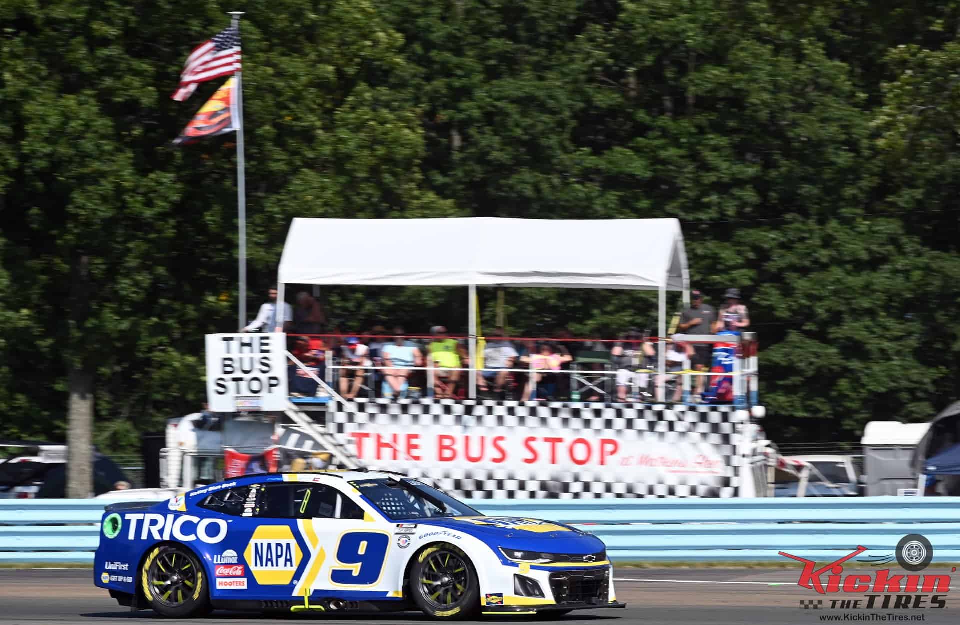 Chase elliott ran out of fuel in "the bus stop" area of the track last week at watkin's glen international. Photo by jerry jordan/kickin' the tires