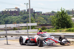 A rare engine fire brought a strong run for david malukas to an early end in the ntt indycar series race on the streets of nashville.