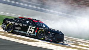 Garrett Lowe embraced his inner intimidator and clinched an eNASCAR Championship 4 berth with a win at Michigan International Speedway.