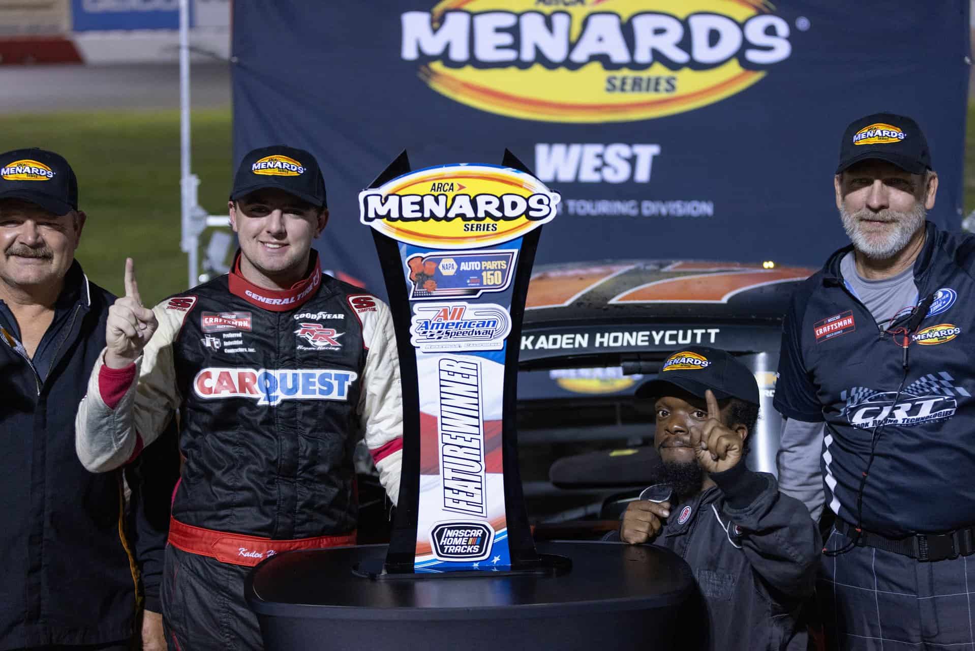 Kaden Honeycutt won in his ARCA Menards Series West debut at All American Speedway.