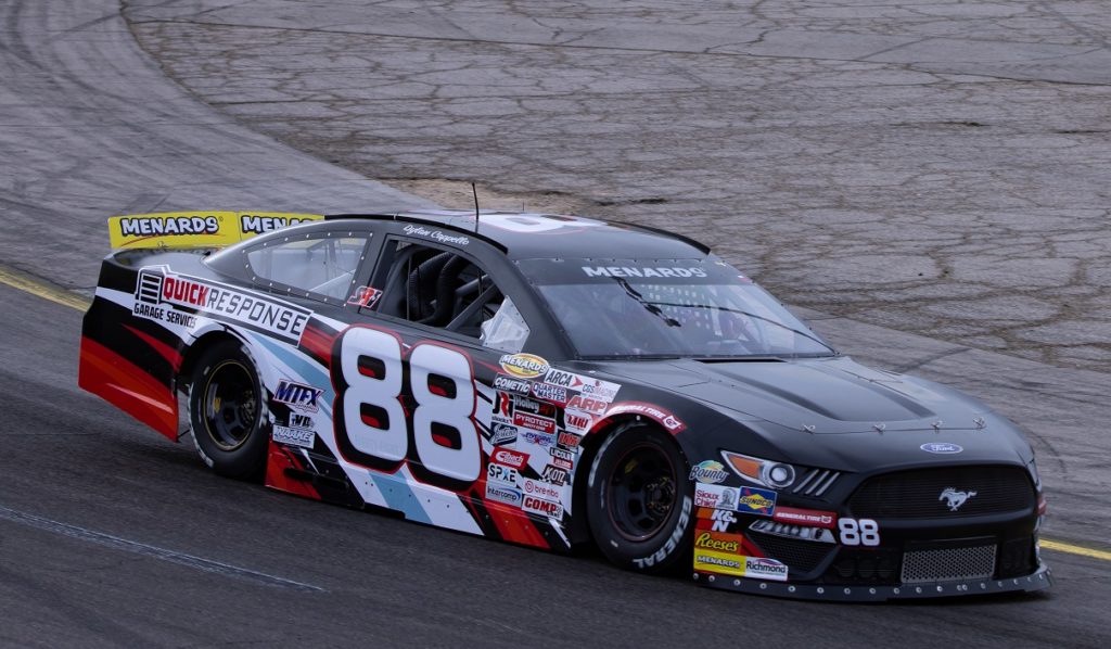 Dylan cappello took a surprise victory in a one-off start in the arca menards series west at the bullring at las vegas motor speedway.
