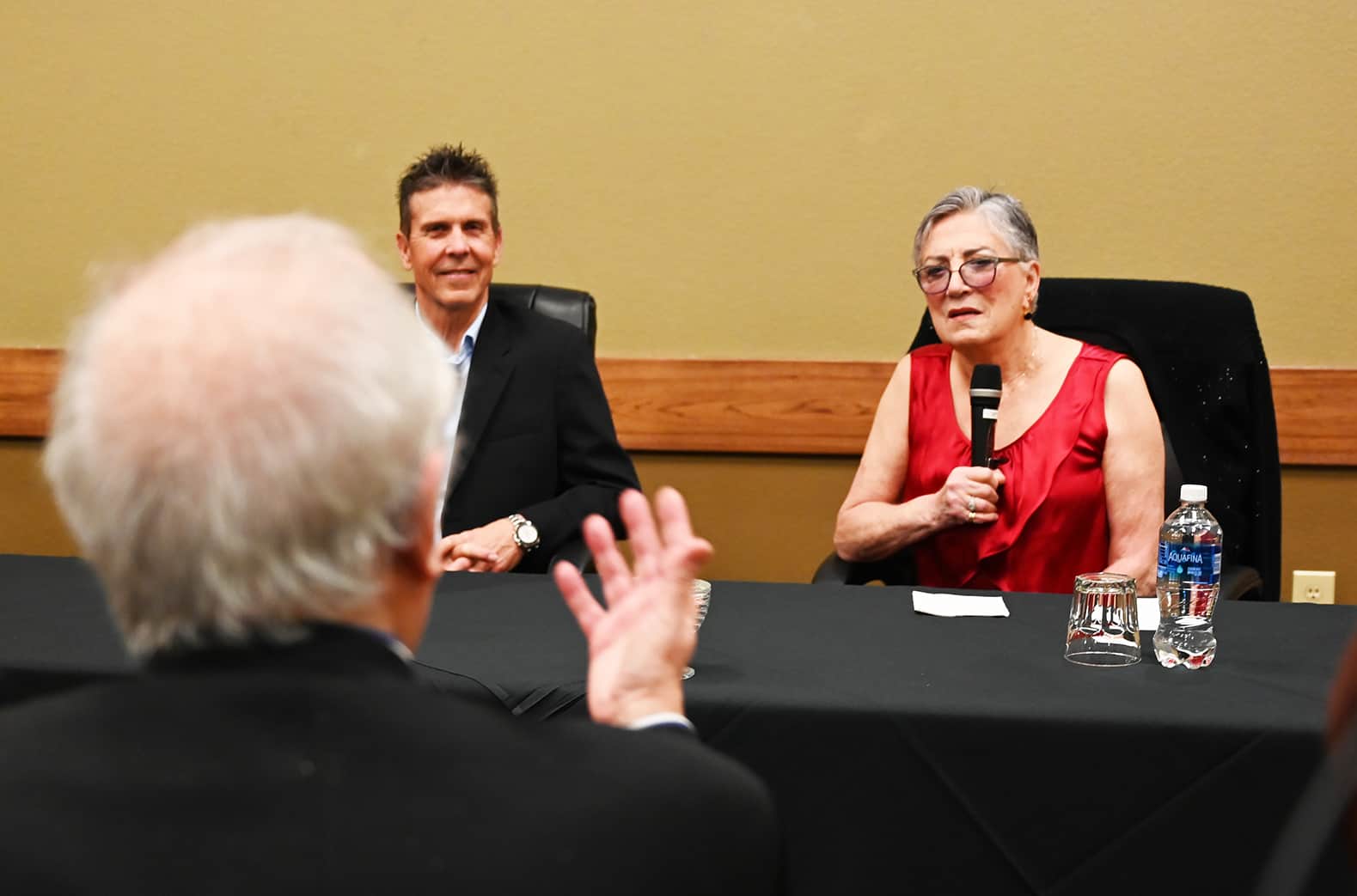 Shirley Muldowney fields questions during a press conference announcing her induction into the National Motorsports Press Association Hall of Fame. Photo by Jerry Jordan/Kickin' the Tires