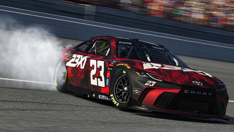 Keegan leahy stole the victory in the enascar coca-cola iracing series at the virtual las vegas motor speedway.