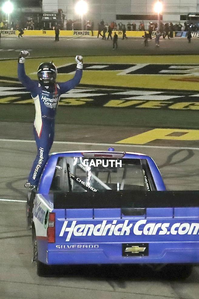 Rajah caruth was relieved to finally break through for this first career nascar craftsman truck series victory at las vegas motor speedway.