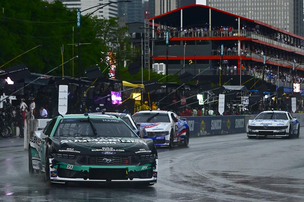 Joey hand shined through the rain in the nascar cup series at the chicago street course.