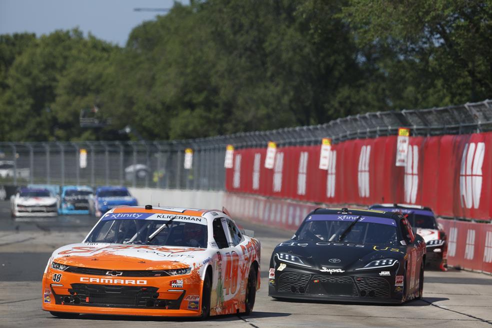 Parker kligerman climbed from the rear of the field to score a top-five finish in the nascar xfinity series at the chicago street course.