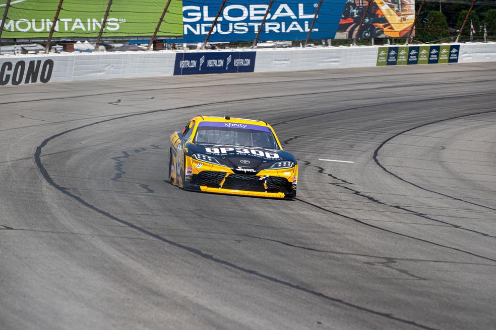 Taylor gray scored a top-five finish in both the nascar craftsman truck series and xfinity series at pocono raceway.