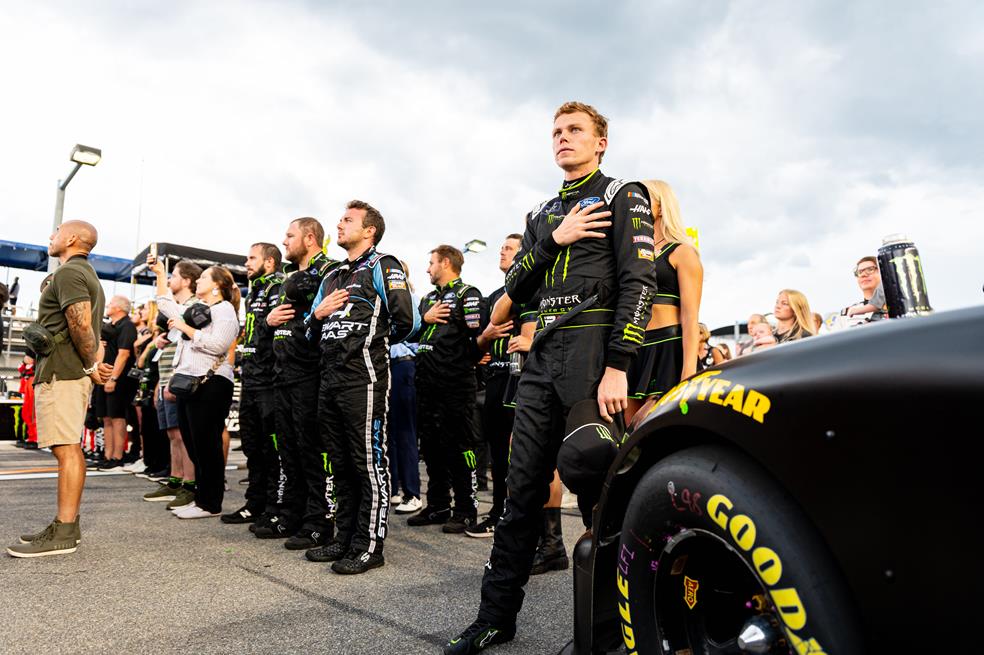 Riley herbst scored a top-five finish in the nascar xfinity series race at daytona international speedway despite contact with his teammate on pit road.