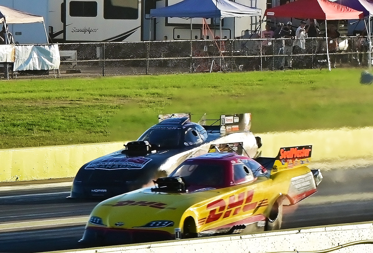 J. R. Todd defeats matt hagan for the wally at nhra texas. Photo by jerry jordan/kickin' the tires